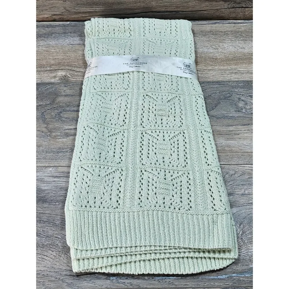 Rachel Ashwell The Farmhouse Knit Baby Blanket Green